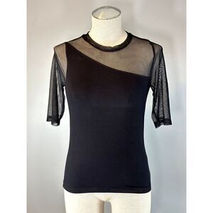 LnA NWT Billie Mesh Tee in Black Size S